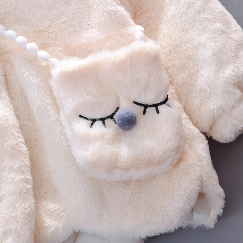 Niedliche Hasenohren Plüsch Babyjacke Weihnachten Süße Prinzessin Mädchen Mantel Herbst Winter Warme Oberbekleidung Mit Kapuze Kleinkind Mädchen Kleidung