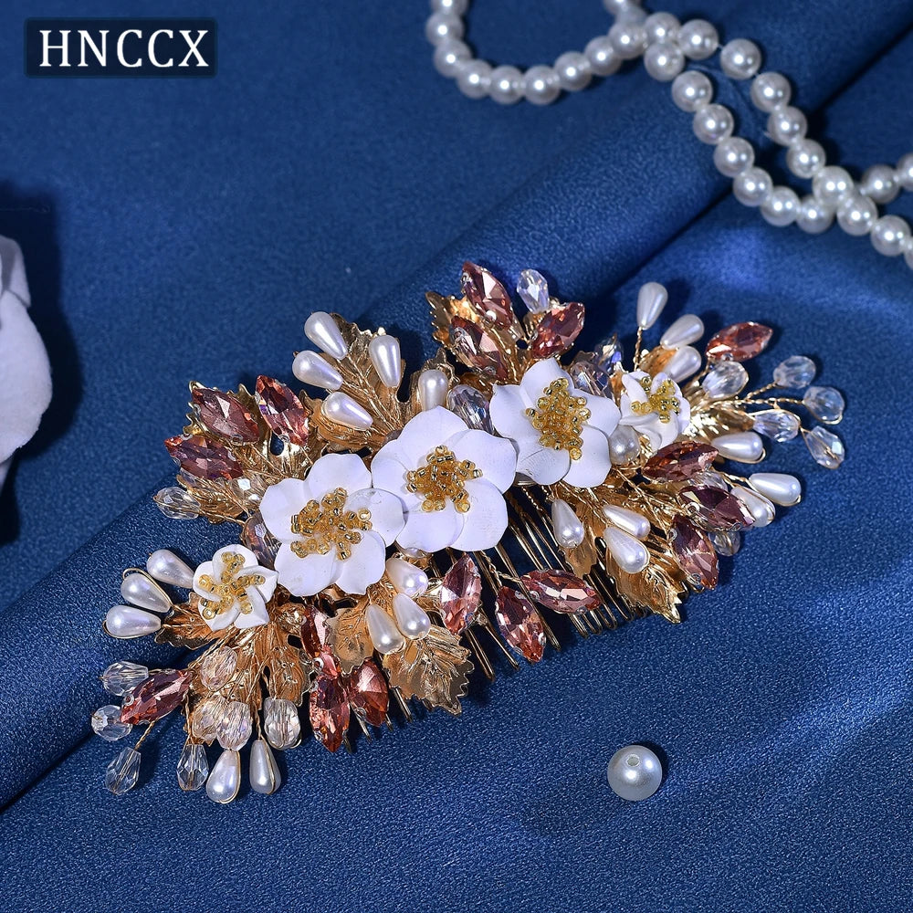 HNCCX Alloy Leaf Bridal Comb Floral Hair Pieces for Women Wedding Hair Clip Wedding Hairpins Bridal Hair Accessories CP321