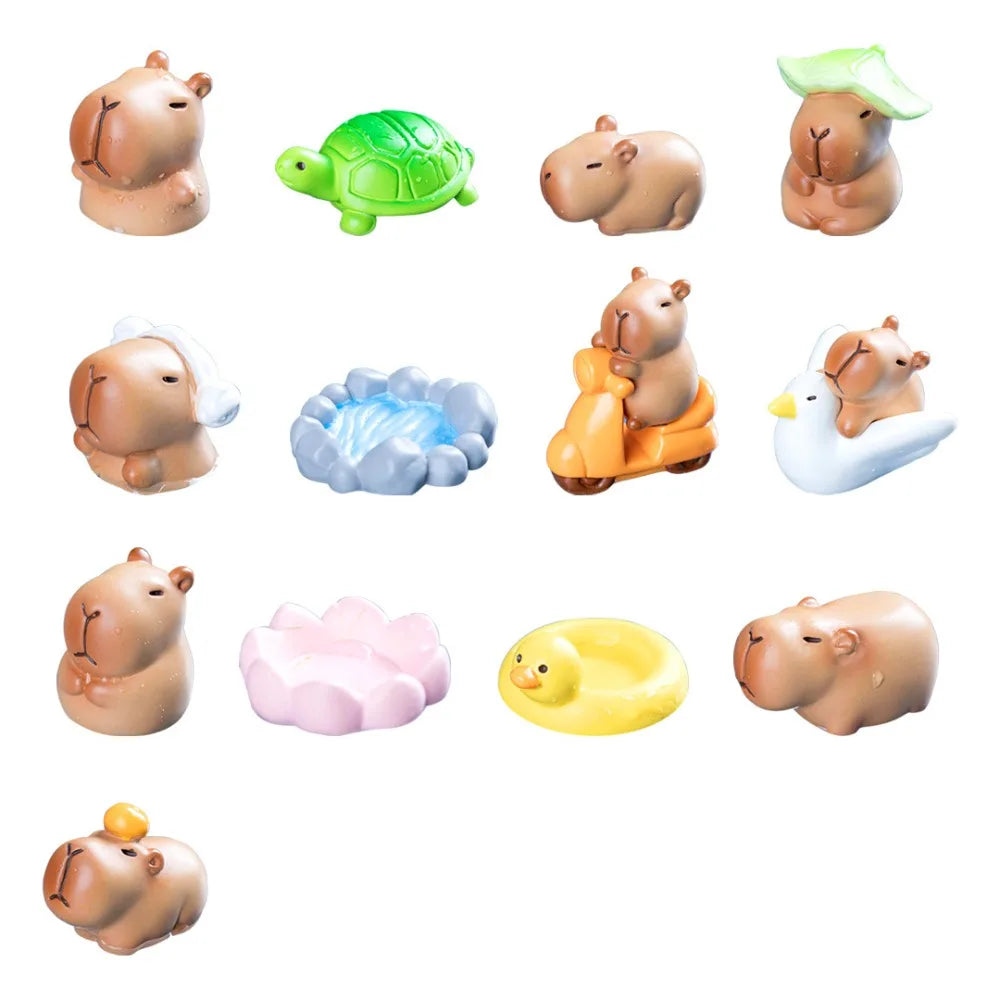 Swimming Capybara Figure Toys Take Bath Cycling Simulation Capibara Model Tortoise Cartoon Capybara Animals Figures Kid