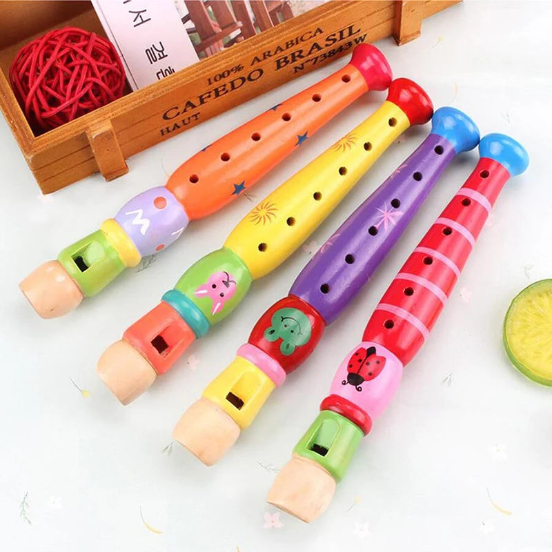 1Pc Holz Cartoon Flöte Kinder Klarinette 6-Loch Piccolo Baby Spielzeug Musikinstrument Spielzeug Frühen Bildung Aufklärung TMZ