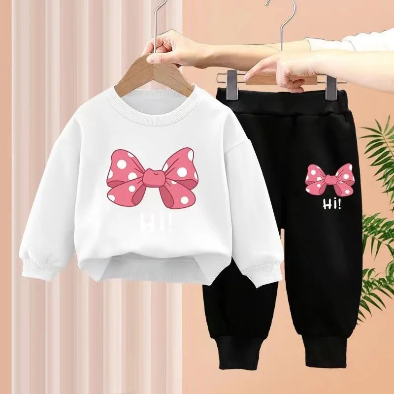Herbst Baby Mädchen Kleidung Set Kinder Sport Bogen Brief Druck Sweatshirt Top und Hosen Butt Zwei Stück Anzug Baumwolle Trainingsanzug