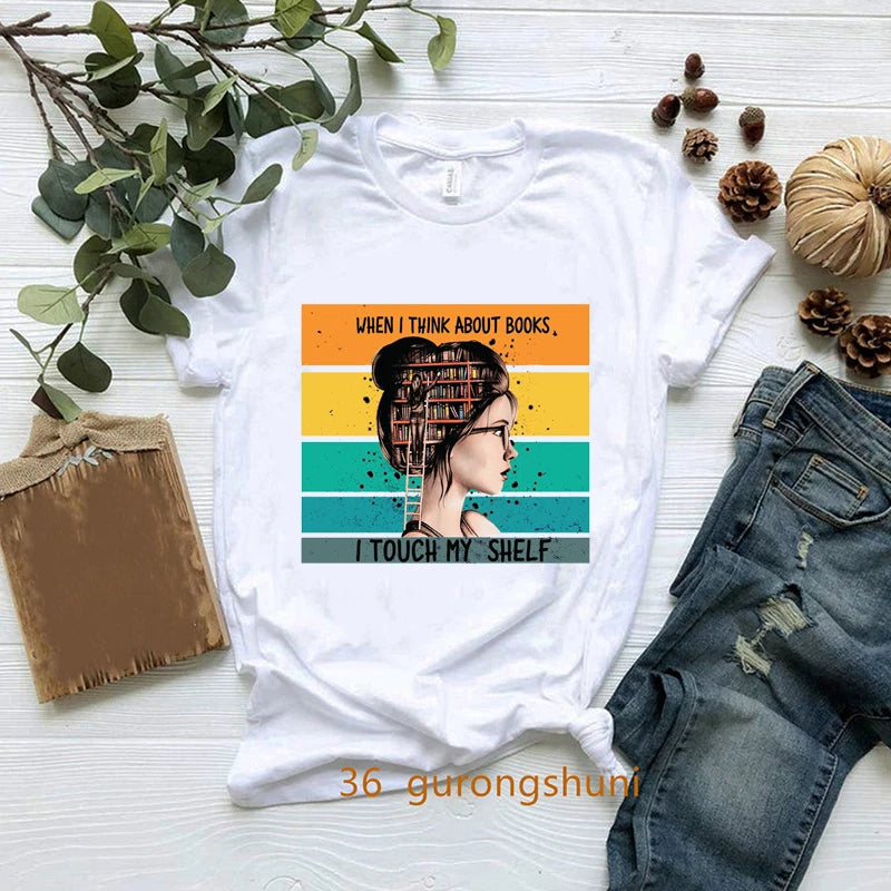 New Nerdy Dirty Inked And Curvy T-Shirt Melanin Black Queen Loves Books T Shirt Women Clothes Short Sleeve 90s Tees Summer Tops