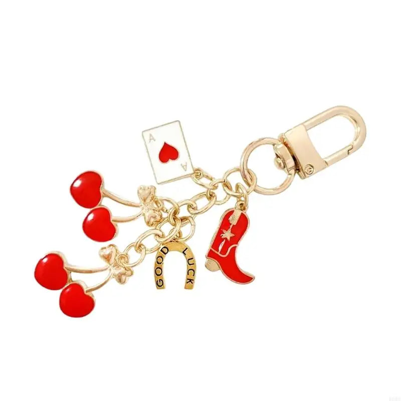 E0BE Unique Cherry Keychain Bag Charm Keyrings Accessory For Handbags And Wallets
