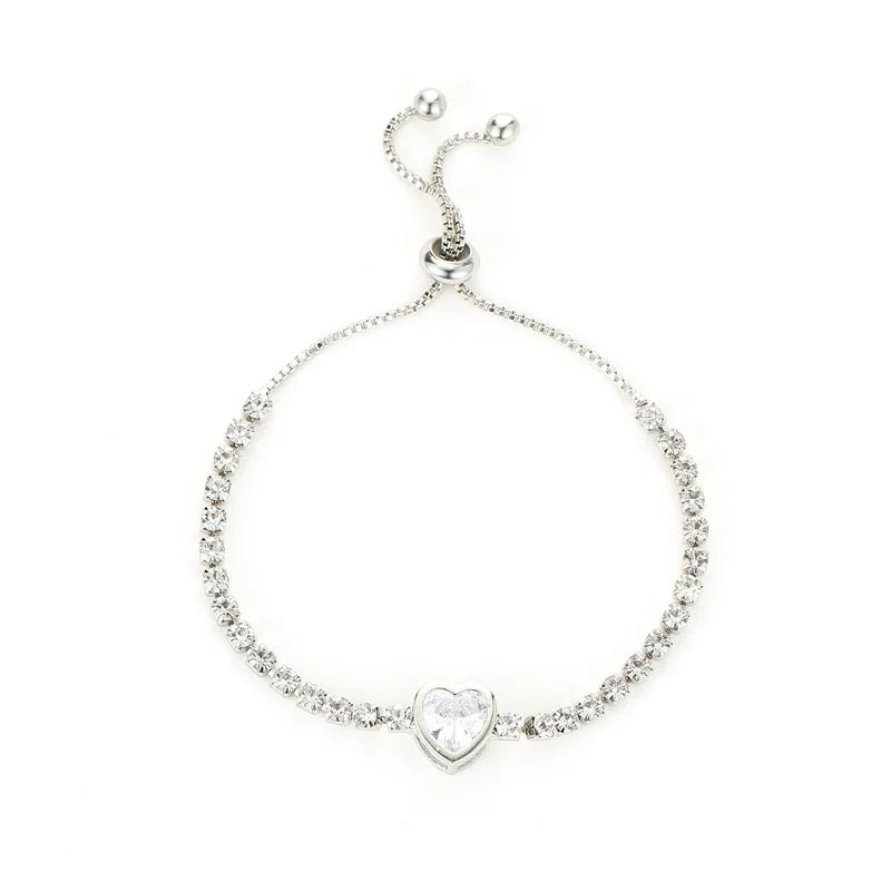 Colorful Zircon Butterfly Drawstring Bracelets For Women Lovely Bowknot Silver Color Adjustable Bracelets Jewelry Birthday Gifts