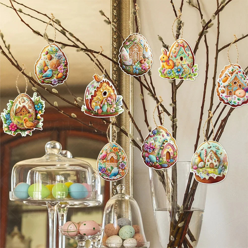 12pcs Door Hanging Easter Egg Easter Egg Pendant Set for Festive Decorations Home Atmosphere Props Fine Workmanship Reusable