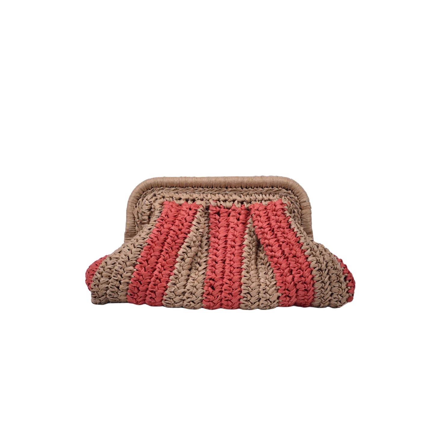 Fashion Striped Straw Clucth Bag for Women Weave Chains Shoulder Crossbody Bags Handmade Summer Beach Bag Small Party Purse 2024