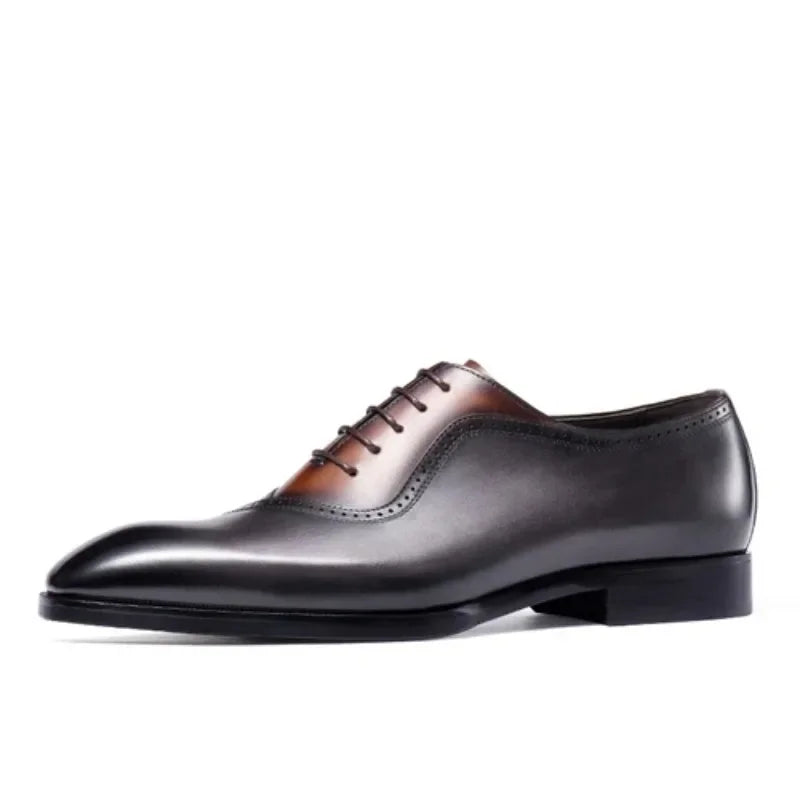2025 Spring New Business Dress Lace-up Leather Shoes Vintage Handmade Leather Cowhide Shoes Oxford Shoes Men