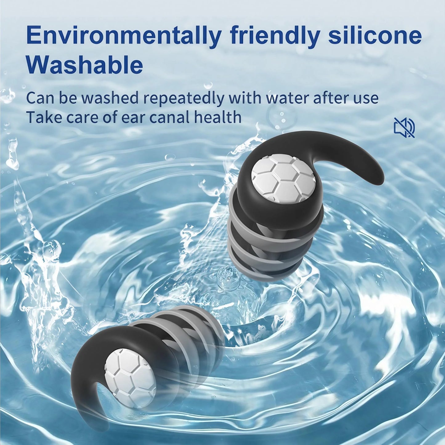 1 Paar weiche Ohrstöpsel aus Silikon – Geräuschunterdrückung, wasserdicht, bequeme Passform, zum Schlafen, Schwimmen, schafft eine ruhige Umgebung.