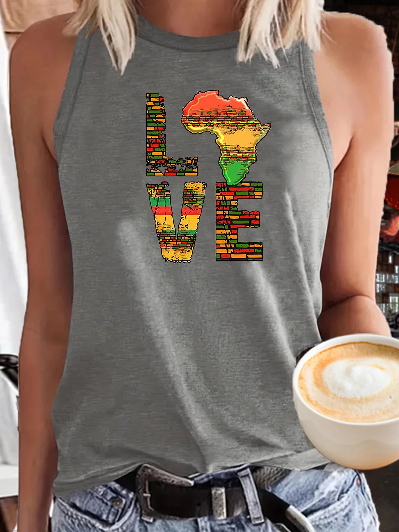 Print Women's Letters Love Casual Crew Neck Versatile Summer Sleeveless shirt Clothing Tops Girl Liberation Day Tanks Tops S-80