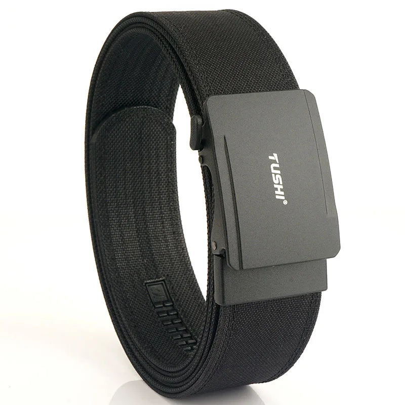 TUSHI Marke 4,3 Breiter, verdickter, doppellagiger Nylongürtel zum Aufhängen von Waffen, vielseitig einsetzbar, lässig, für den Außenbereich, taktische automatische Schnalle für Herren