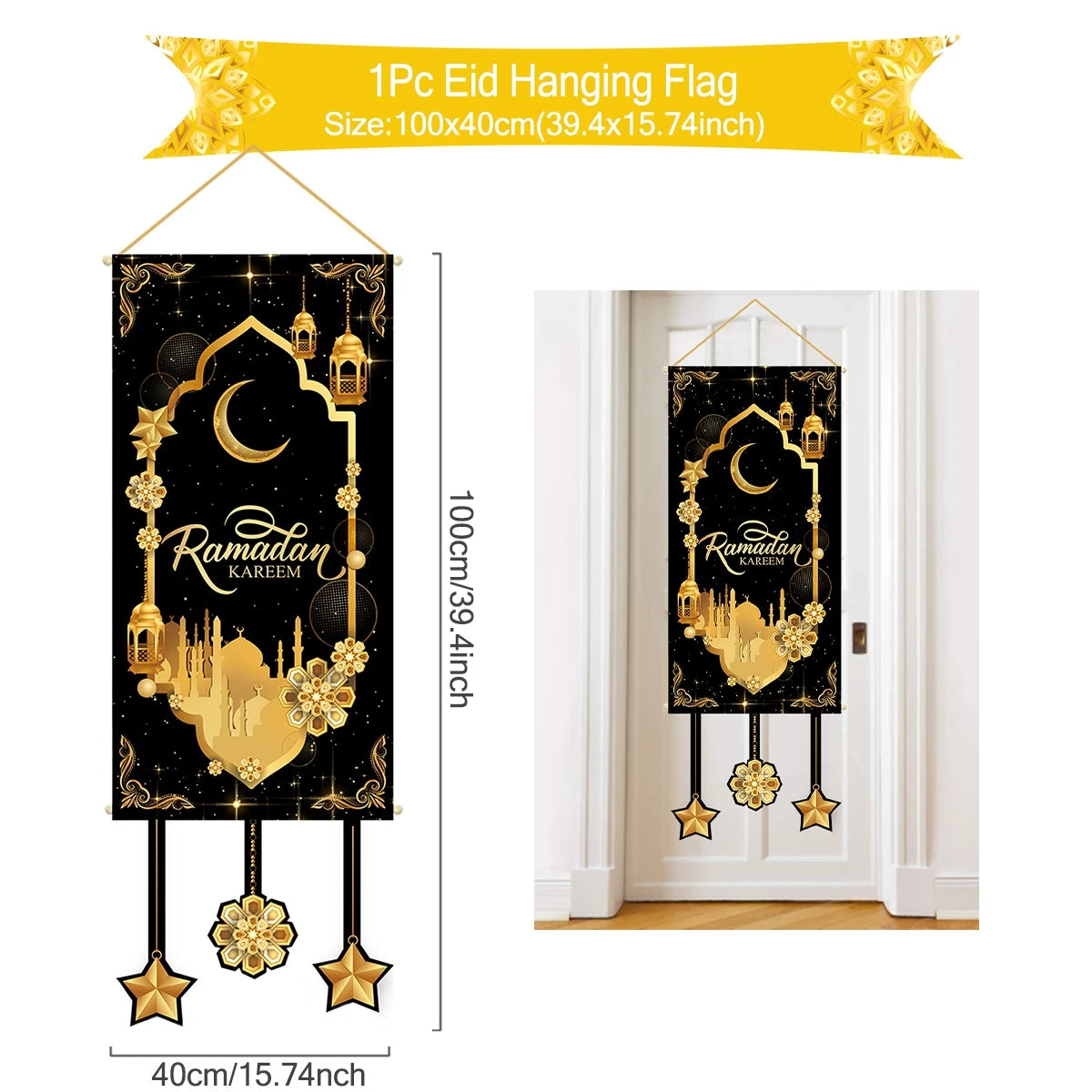 Ramadan Hanging Flag Ramadan Kareem Decoration For Home 2025 Aid EID Mubarak Muslim Islamic Festival Eid Al-fitr Party Supplies