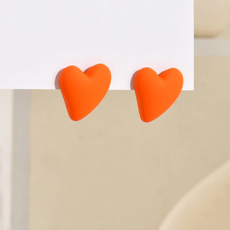 Koean Fashion Candy Color Acrylic Love Eardrop Simple Design Geometric Heart Party Jewelry Earrings Ear Studs All-match EarStuds