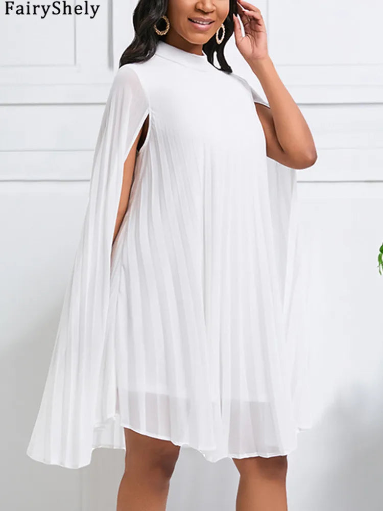 FairyShely 2025 Batwing Sleeve Plus Size Club Dress Women Solid Mesh Large Big Dresses Summer Lady Party Tight Curvy Dress