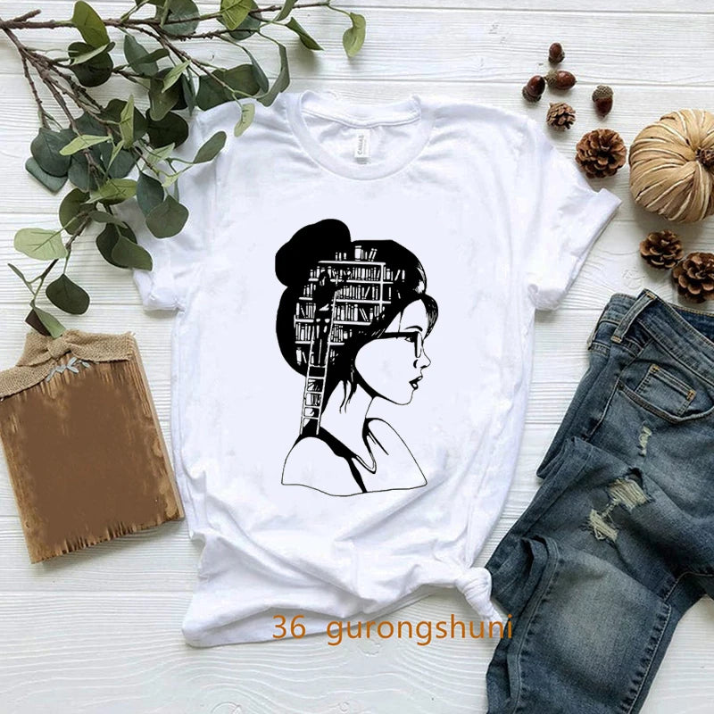 New Nerdy Dirty Inked And Curvy T-Shirt Melanin Black Queen Loves Books T Shirt Women Clothes Short Sleeve 90s Tees Summer Tops