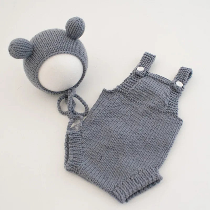 Infant Baby Jungen Mädchen Gestrickte Overall + Hut Einfarbig Neugeborenen Baby Gestrickte Bodys 0-3M Kinder Fotografie Kleidung