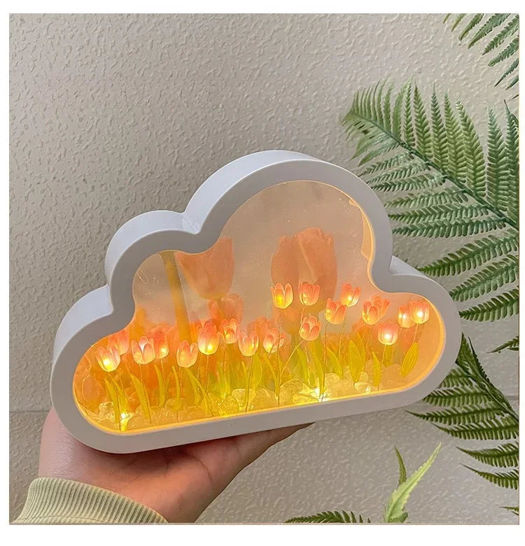 Creative Tulip Cloud Nightlight Decoration Desktop Ornament With Advanced Atmosphere Birthday Gift Valentine S Day Gift