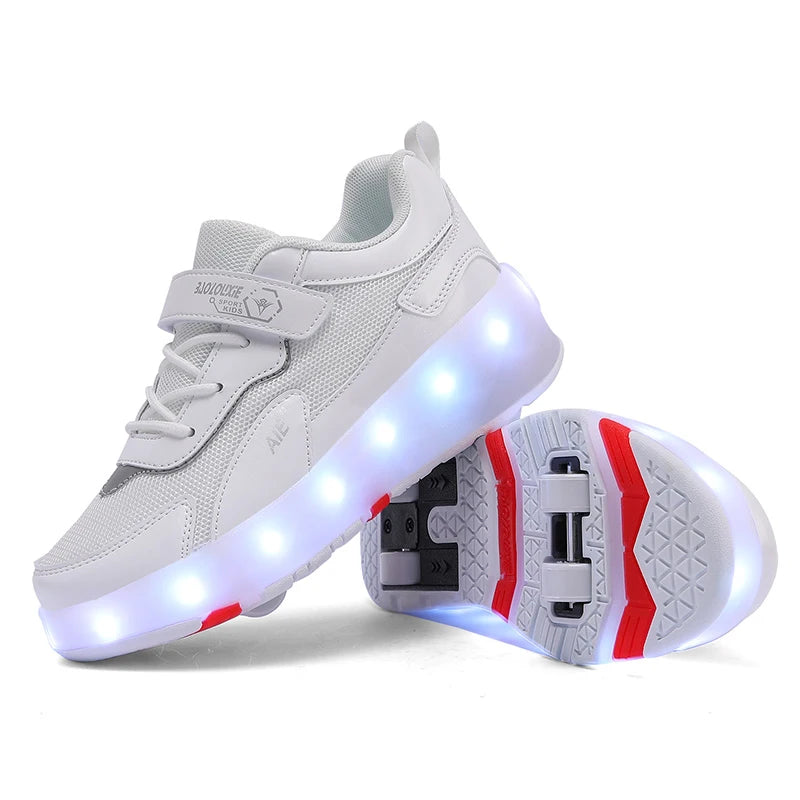 Roller Skate Shoes 4 Wheels Sneakers Children Boys Gift Girls Fashion Sports Casual Led Flashing Light Kids Toys Boots