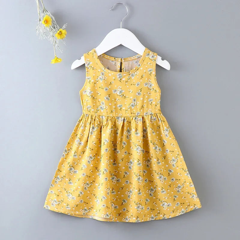 Girls Summer Dress Sleeveless Cute Print
