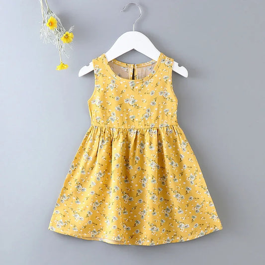 Girls Summer Dress Sleeveless Cute Print