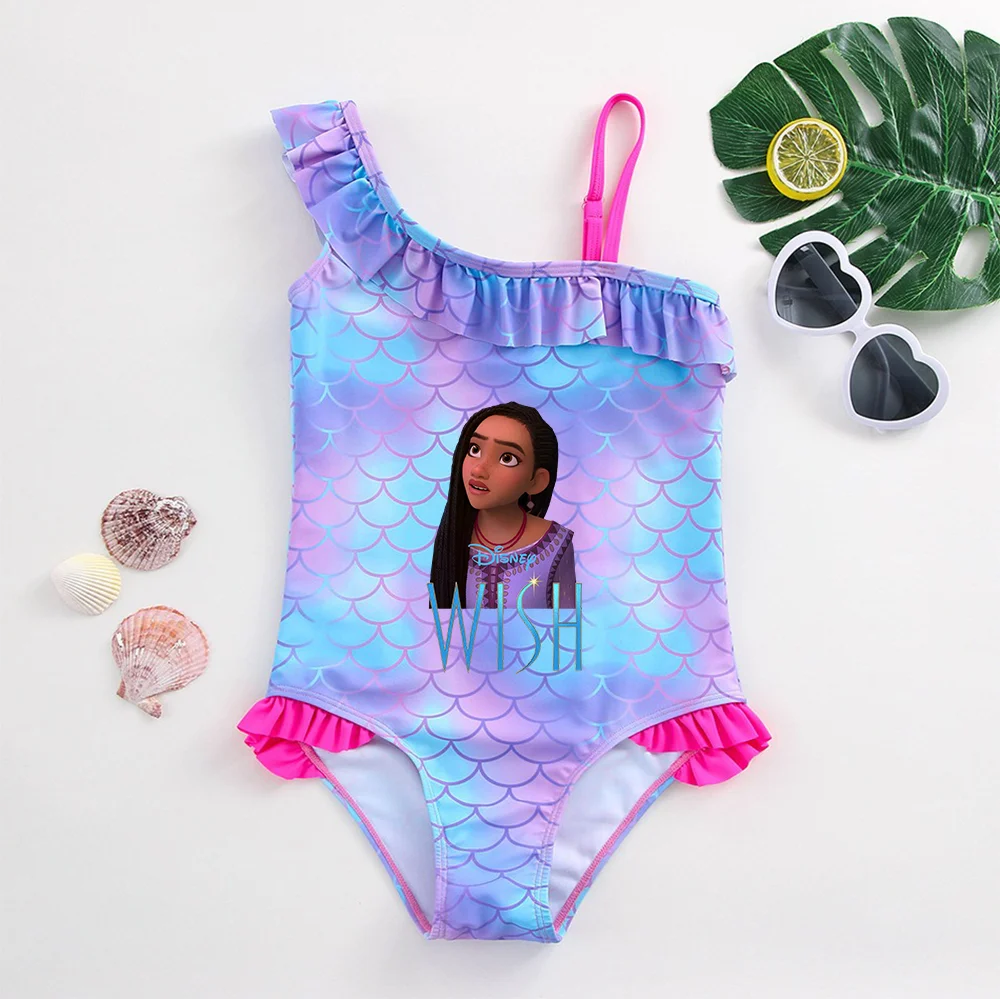Movie Wish Girls Swimsuit Fashion Mermaid Fish One-Piece Bathing Suits Children's Dresses Summer Swimwear Beach Suit Kids Wear