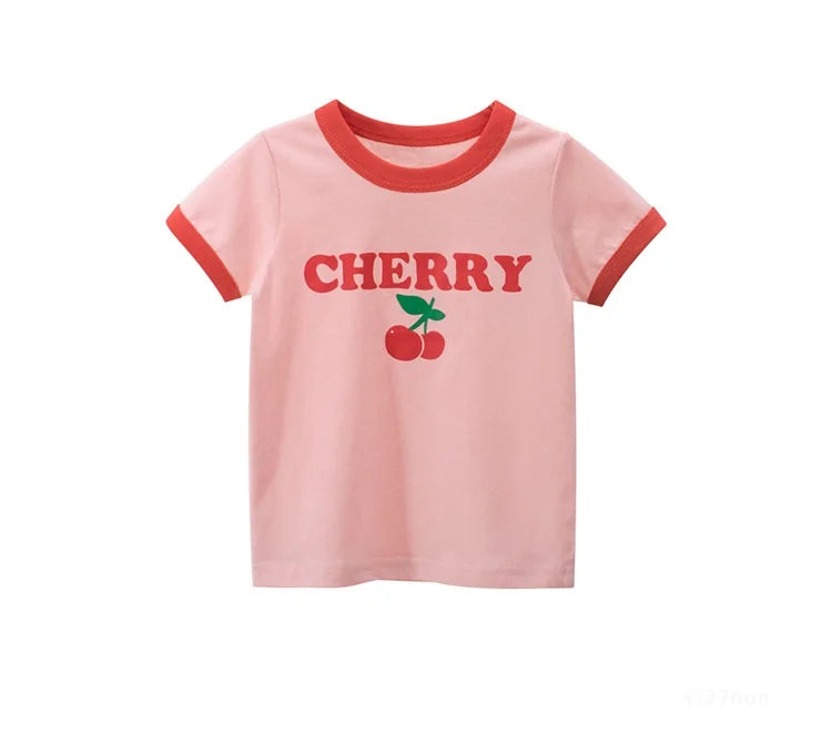 2024 sommer 2-8 Jahre Kinder Mädchen Shorts Ärmel T-shirts Gedruckt Kleines Mädchen Top Baby Mädchen T Shirts Kinder kleinkind Mädchen Kleidung