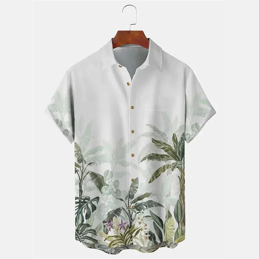solid color summer shirt men's Hawaiian shirt casual fashion street short sleeve beach holiday party men's pocket shirt 5XL mon