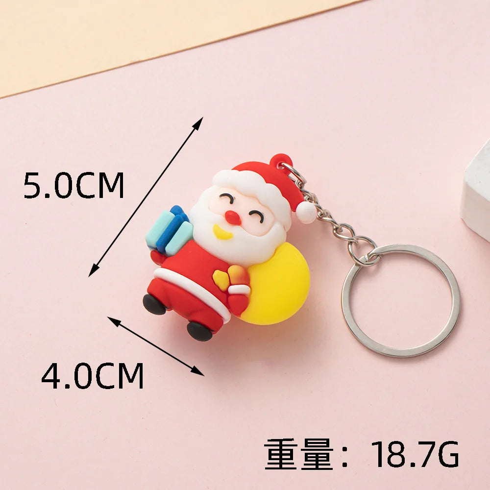 Christmas Keychain Cartoon Cute Doll Pendant Santa Claus Snowman Tree Keyring for Men Women Party Decoration Souvenir