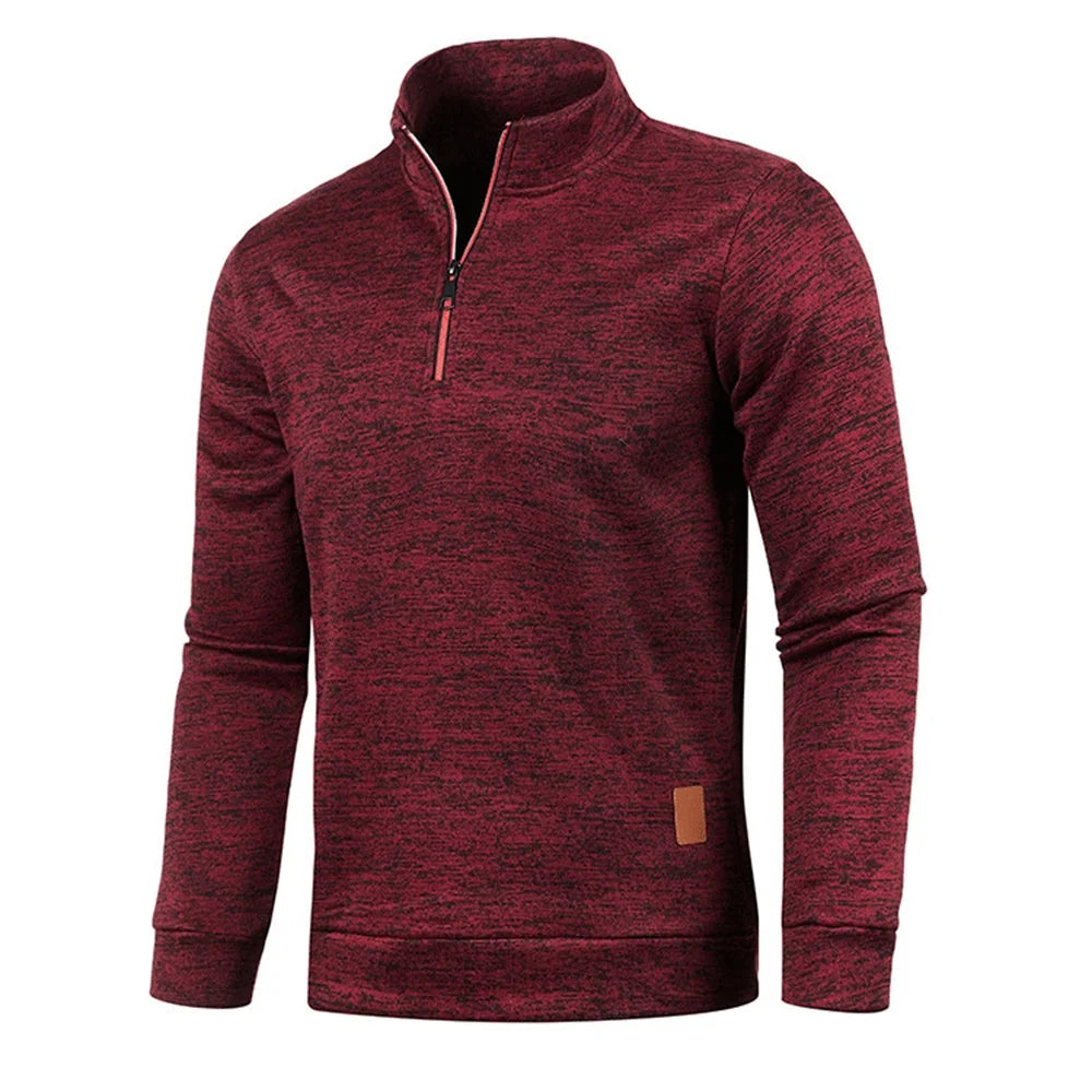 Herren Sweatshirts Frühling Dicker Pullover Halber Reißverschluss Pullover für Männer Hoody Outdoor Sweatshir Herbst Einfarbig Rollkragenpullover