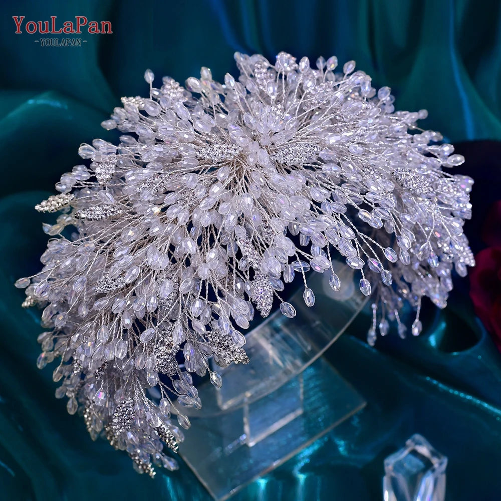 YouLaPan Handmade Crystal Bridal Hair Crown High Quality Bridal Tiara Headdress Wedding Hair Accessories Woman Headband HP397