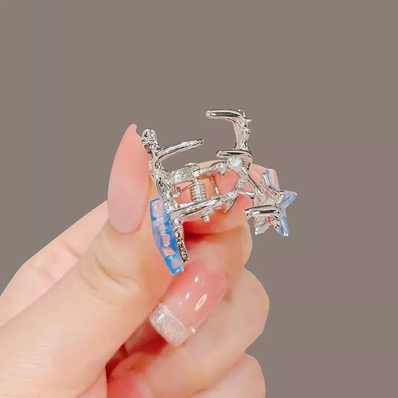 Blue Star Moon Small Claw Women Bangs Side Small Metal Hair Clip Exquisite Compact Girls Spring and Summer Hair Accessories