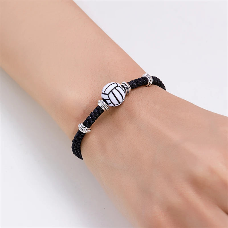 Newest Football Volleyball Basketball Baseball Bracelet For Women Woven Rope Tennis Rugby Bracelet Boys Girls Sports Jewelry