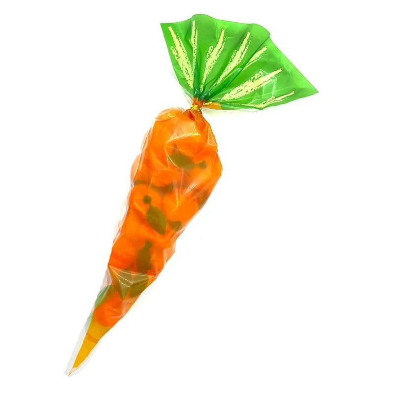 10PCS Carrot Shaped Candy Bags Cone Cellophane Easter Gift Bag with Twist Ties for Holiday Birthday Wedding Party Supplies