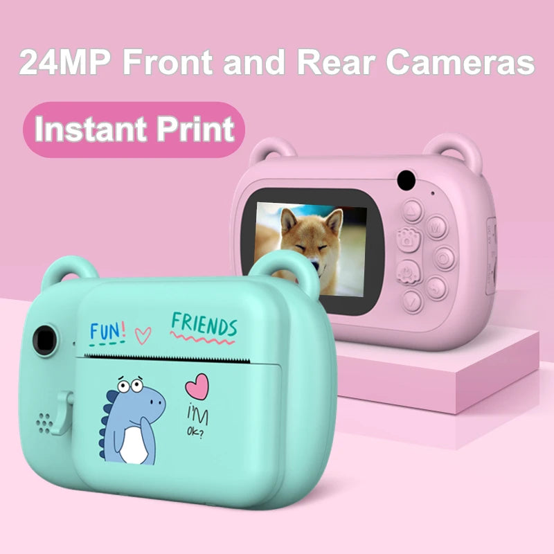 Children Digital Camera Instant Print Camera 1080P HD Digital Camera Support Multilingual Portable Children Outdoors Camera Toys