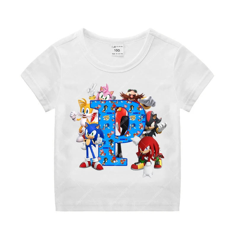 Sonics Kinder Sommer Baumwolle T-shirt Jungen Kurzarm Tops Anime Gedruckt Kleidung Kinder Cartoon Nette T-shirt Kleidung Weihnachten Geschenke 2025