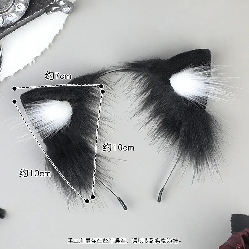 Y2k Headband for Cosplay Women Girl Plush Furry Cat Ears Headwear Accessory for Cam Girl Party Performance Hair Hoops