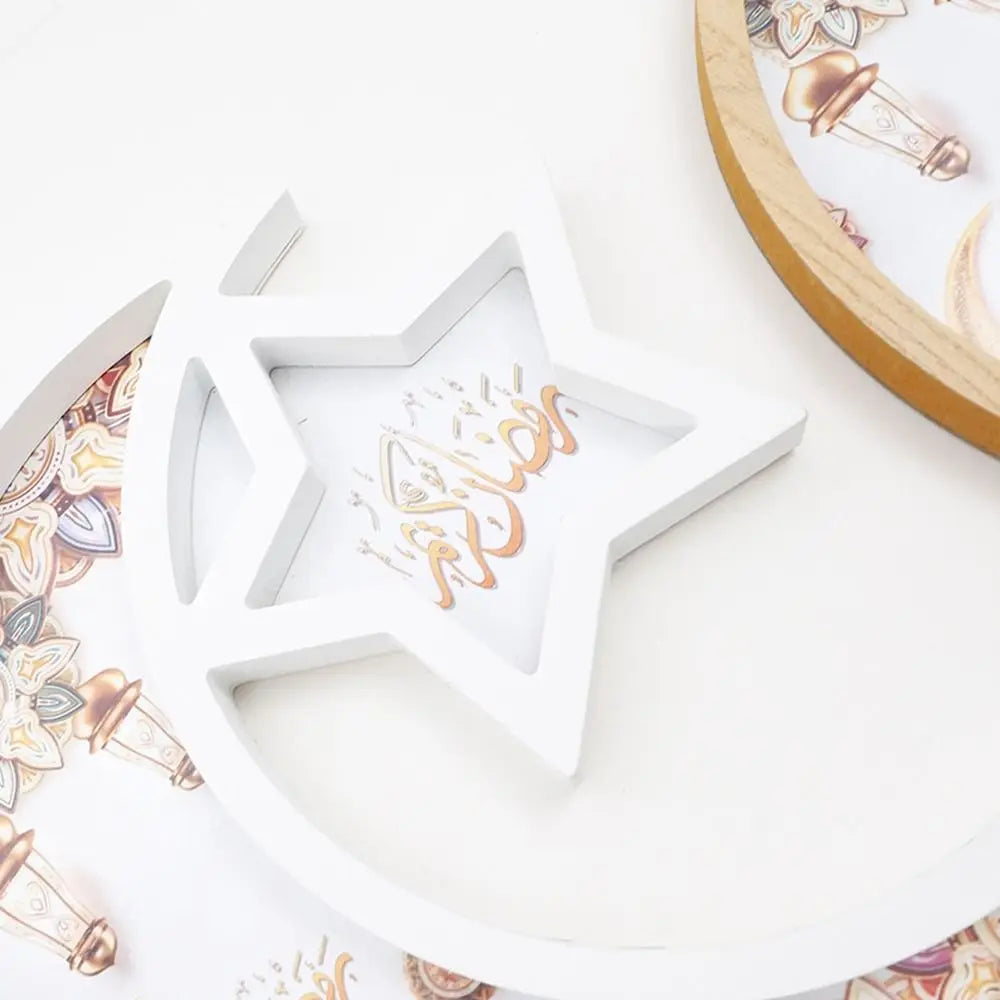 Density Board Moon Star Tray Well-polished Decorative Ramadan Tray Practical Candy Snack Dessert Serving Dish
