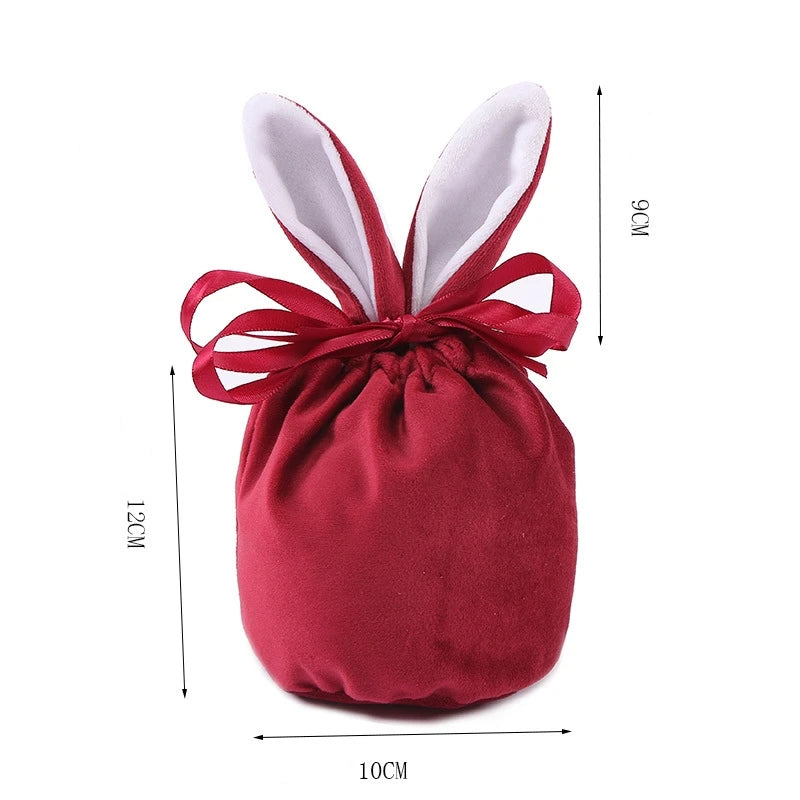 Easter Bunny Rabbit Bags Ears Velvet Bag Gift Bag Candy Packaging Box Wedding Party 2025 Easter Decoration