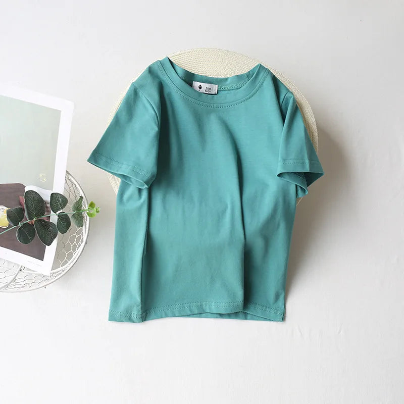 2-7T Toddler Kid Baby Boys Girls Clothes Summer Top Short Sleeve Cotton T Shirt Loose Infant Basic Tee Childrens Tshirt Outfits