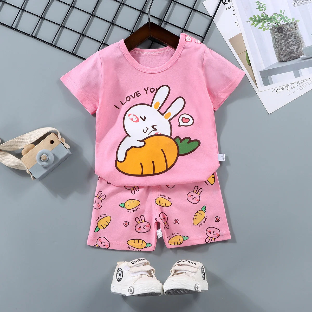 Mode Kinder Kleidung Jungen Mädchen Sets Top Shorts 2PCS 100% Baumwolle Weiche Sommer Kinder Baby Tücher T-shirt Shorts Kleinkind anzug