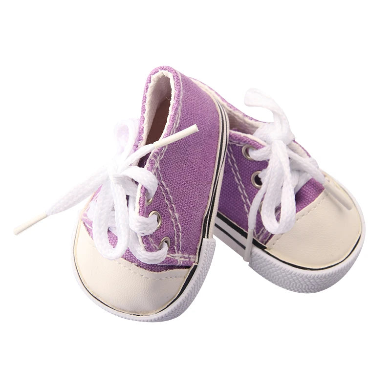 Canvas Cloth 7cm Shoes For 18 Inch American And 43cm New Born Baby Doll Shoes Clothes Accessories For Our generation Girl Dolls