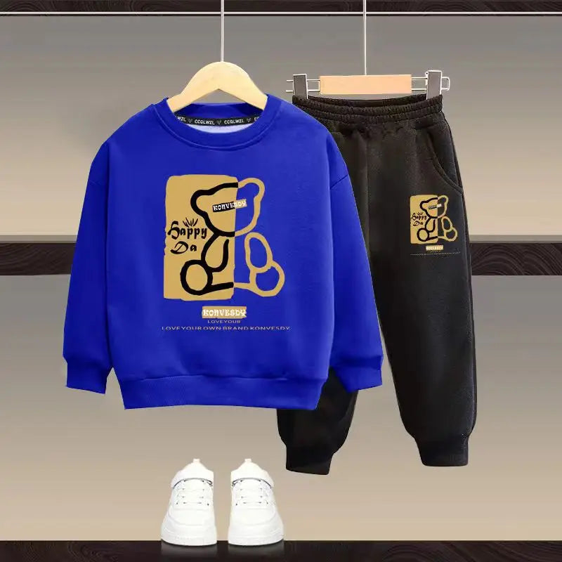 Herbst Baby Mädchen Kleidung Set Kid Junge Cartoon Bär Gedruckt Sweatshirt Pullover Und Hosen 2 stücke Anzug Kinder Top Bottom Trainingsanzug