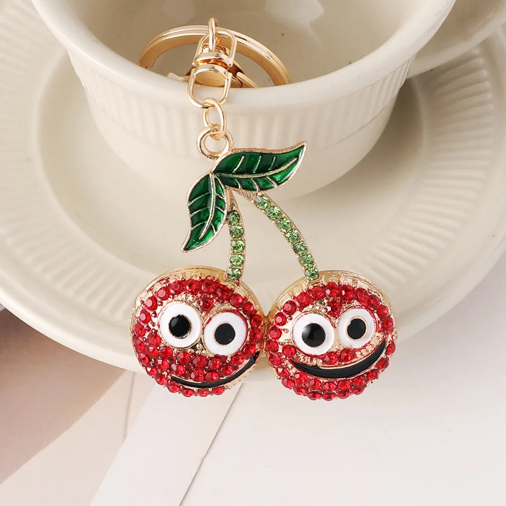 Cute Cherry Pendants Women's Bag Charms Gold Plated Keychains Bag Accessories