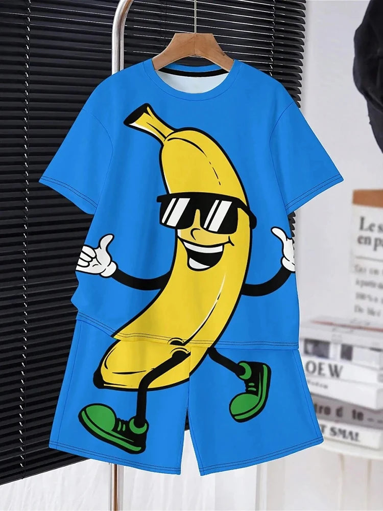 2024 Kids Clothes 2pcs Boys Fun Cartoon Bear Print Short Sleeve T-Shirt Shorts Set Summer Active Boys Complete Stylish Look