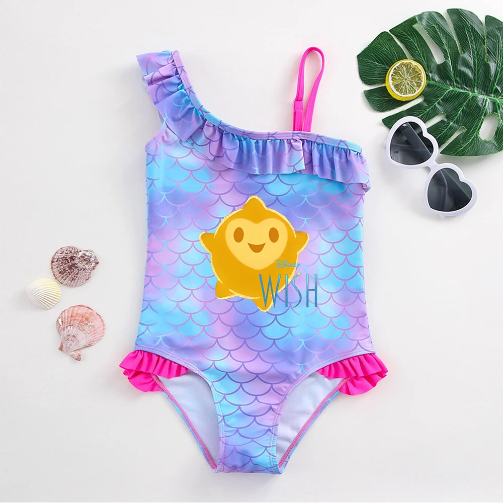 Movie Wish Girls Swimsuit Fashion Mermaid Fish One-Piece Bathing Suits Children's Dresses Summer Swimwear Beach Suit Kids Wear