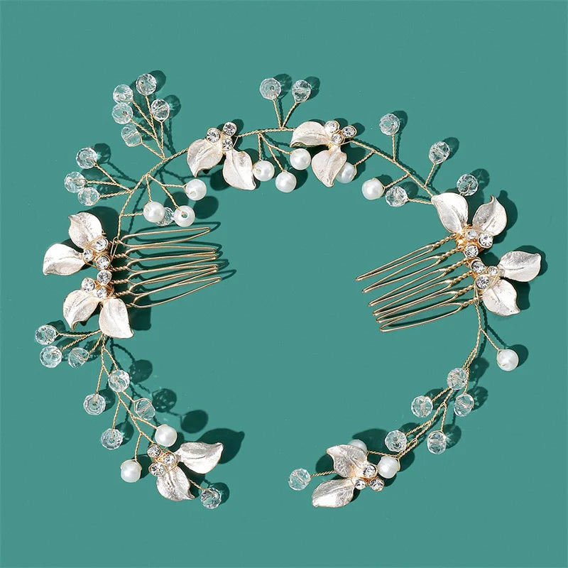 Women Flower Comb Headwear Wedding Hair Accessories Fashion Shaped Bride Insert Hair Clip Jewelry Fashion Headwears
