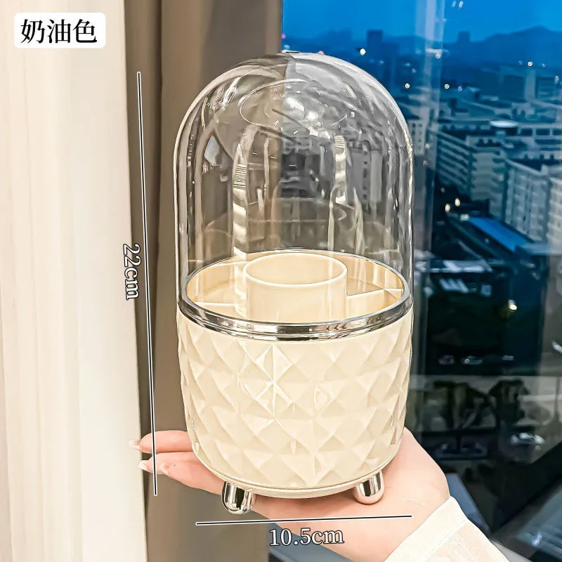 Makeup Storage Case Rotating Dustproof Makeup Brush Storage Container Pen Brush Bucket Dresser Desktop Lipstick Storage Rack