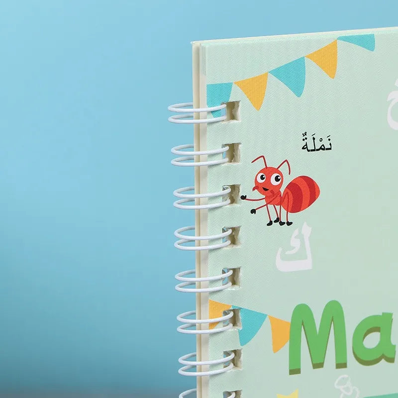 Learning Drawing Copybook Arabic Reusable Alphabet 3D Calligraphy Book Numbers Education for Kids Letter Practice 4 Books/set