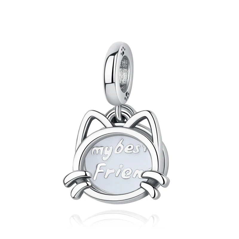 Original Silver Plated Charms For Women Love Pet Dog Cat Paw Print Pendant Beads Fit Pan Bracelets Necklaces DIY Luxury Jewelry