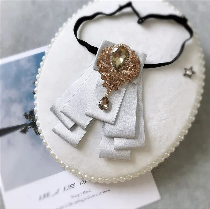 Men's Wedding Bow Ties Women's Accessories British Korean Business Banquet Formal Dress Shirt Rhinestone Ribbon Bow-tie Gifts mon