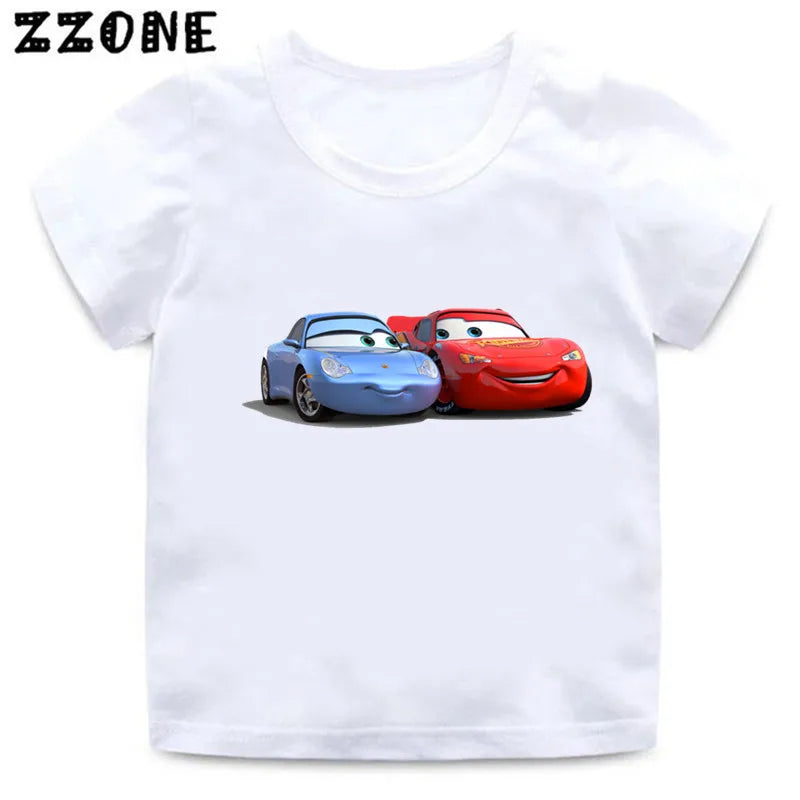 Hot Sale Car Pixar Lightning McQueen Print Cartoon Kids T-Shirts Girls Clothes Baby Boys T shirt Summer Children Tops,ooo5534